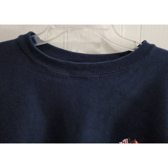 VTG Reverse Weave CHAMPION Sweatshirt Mens Navy Blue Nautical Flag Logo Size L - Picture 2 of 11